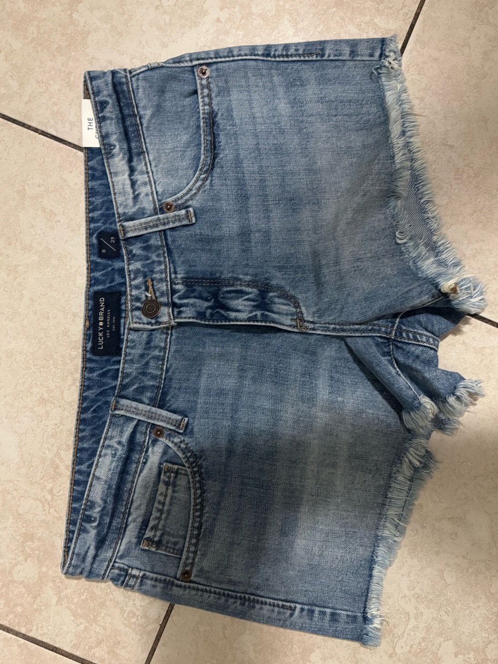 Lucky Brand Medium Blue Denim Frayed Hem Shorts